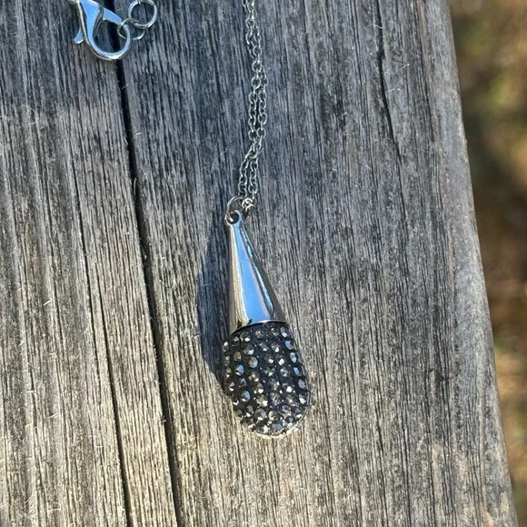 Sparkling Silver Teardrop Reversible Pendant Necklace - Picture 4 of 6